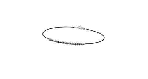 Bracciale Smash In Oro Bianco E Nylon Nero Con Diamanti Neri