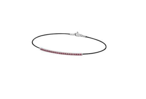 Bracciale Smash In Oro Bianco E Nylon Nero Con Rubini